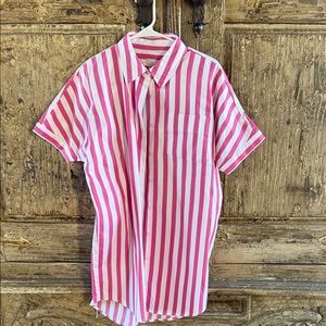a new day Pink and White Striped Button-Down Shirt Dress